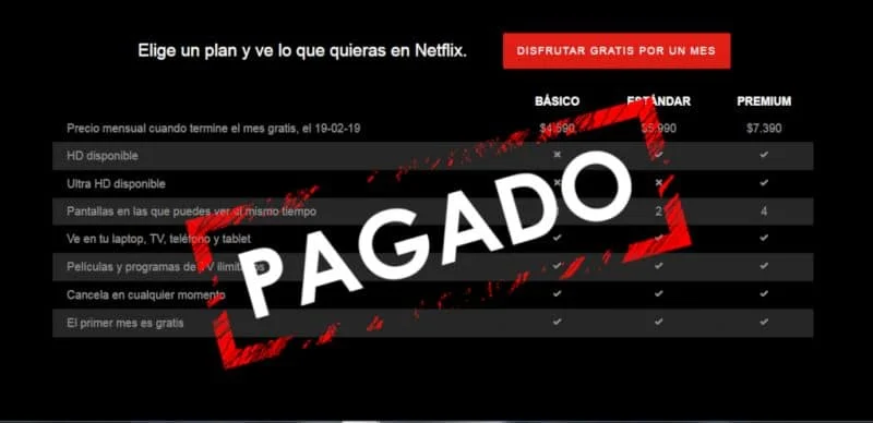como pagar Netflix sin tarjeta de crédito
